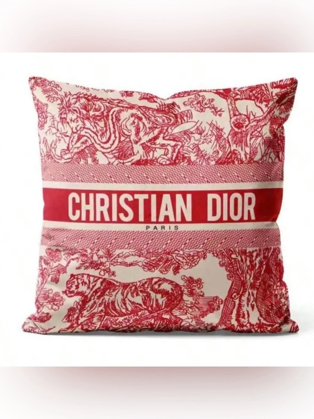 New Paris Toile Decorative Pillow COVER- red & White 17.7 inch by 17.7 inch